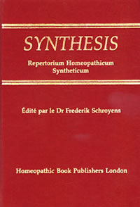 SCHROYENS Frederik Dr (dir.) Synthesis 8.1. Répertoire Homéopathique Synthétique (de nouveau disponible) Librairie Eklectic
