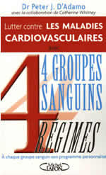 D´ADAMO Peter J. Lutter contre les maladies cardiovasculaires avec 4 groupes sanguins, 4 régimes Librairie Eklectic