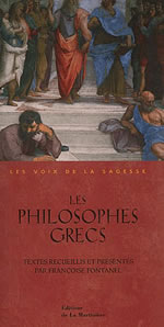 Collectif Philosophes grecs (Les). Textes recueillis et présentés par  Françoise Fontanel -- épuisé Librairie Eklectic