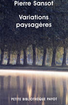 SANSOT Pierre Variations paysagères Librairie Eklectic