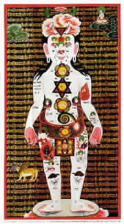 - Poster : Samadhi  - Thanka, représentation ancienne des chakras (30 x 53 cm) Librairie Eklectic